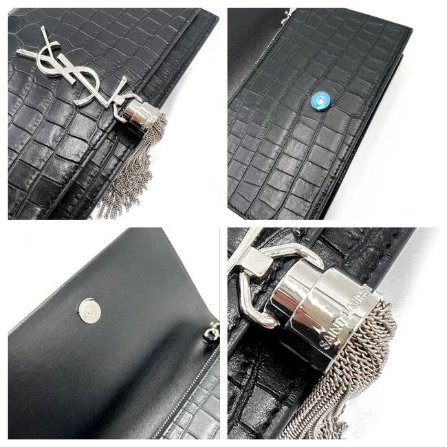 Saint Laurent Monogram Kate Chain Wallet Croc Embossed Monogram Tassel Black Calfskin Leather Shoulder Bag - image 10