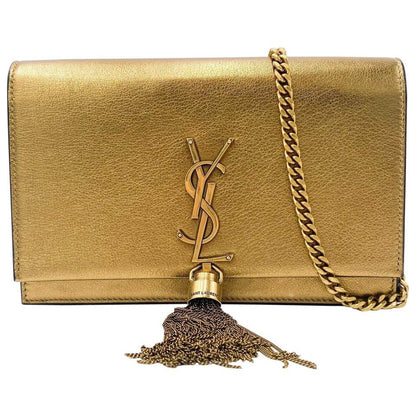Saint Laurent Monogram Kate Chain Wallet Crossbody Monogram Tassel Gold Leather Shoulder Bag - image 1