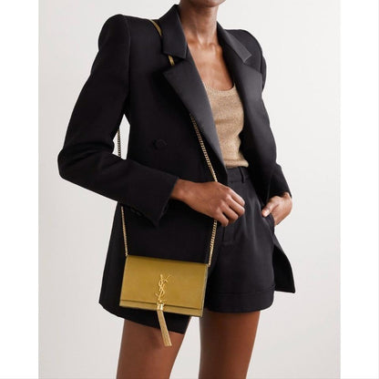 Saint Laurent Monogram Kate Chain Wallet Crossbody Monogram Tassel Gold Leather Shoulder Bag - image 2