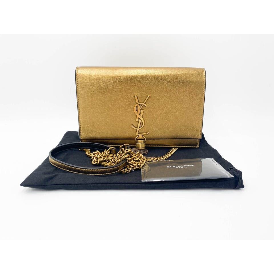 Saint Laurent Monogram Kate Chain Wallet Crossbody Monogram Tassel Gold Leather Shoulder Bag - image 3