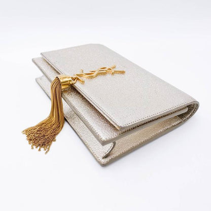 Saint Laurent Monogram Kate Chain Wallet Metallic Calfskin Monogram Tassel Gold Cross Body Bag - image 5