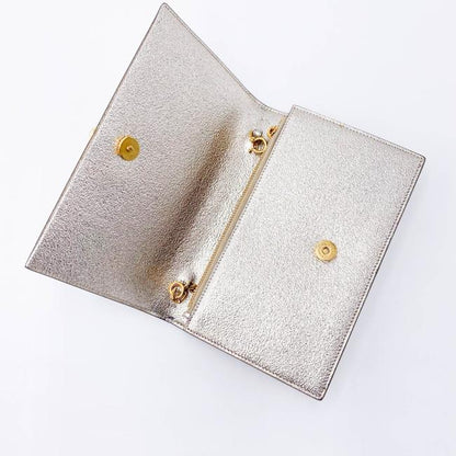 Saint Laurent Monogram Kate Chain Wallet Metallic Calfskin Monogram Tassel Gold Cross Body Bag - image 9
