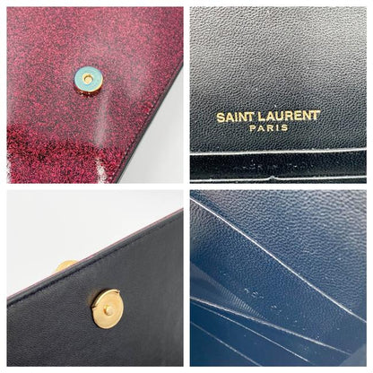 Saint Laurent Monogram Kate Chain Wallet Glitter Tassel Red Patent Leather Shoulder Bag - photo 12