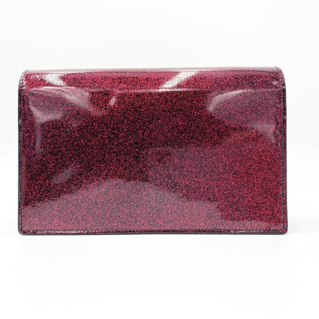 Saint Laurent Monogram Kate Chain Wallet Glitter Tassel Red Patent Leather Shoulder Bag - photo 5