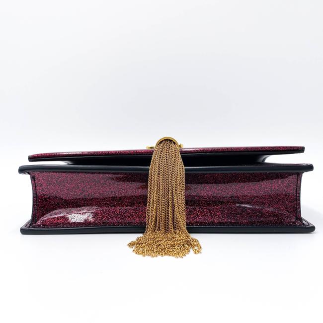Saint Laurent Monogram Kate Chain Wallet Glitter Tassel Red Patent Leather Shoulder Bag - photo 8