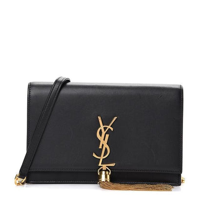 Saint Laurent Monogram Kate Chain Wallet Smooth Calfskin Classic Tassel Black Leather Cross Body Bag - image 1