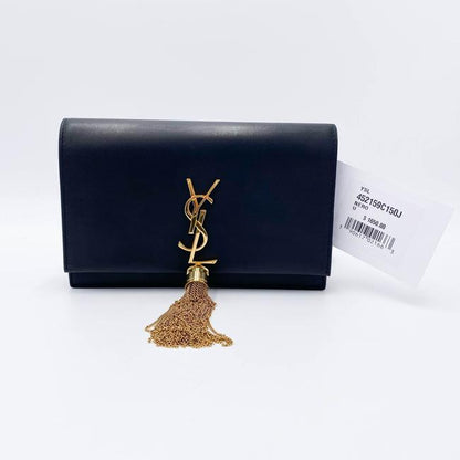 Saint Laurent Monogram Kate Chain Wallet Smooth Calfskin Classic Tassel Black Leather Cross Body Bag - image 3