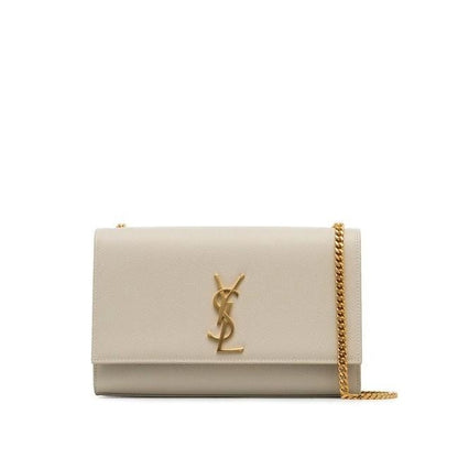 Saint Laurent Monogram Kate Crossbody Medium Chain Detail White Leather Shoulder Bag - photo 1