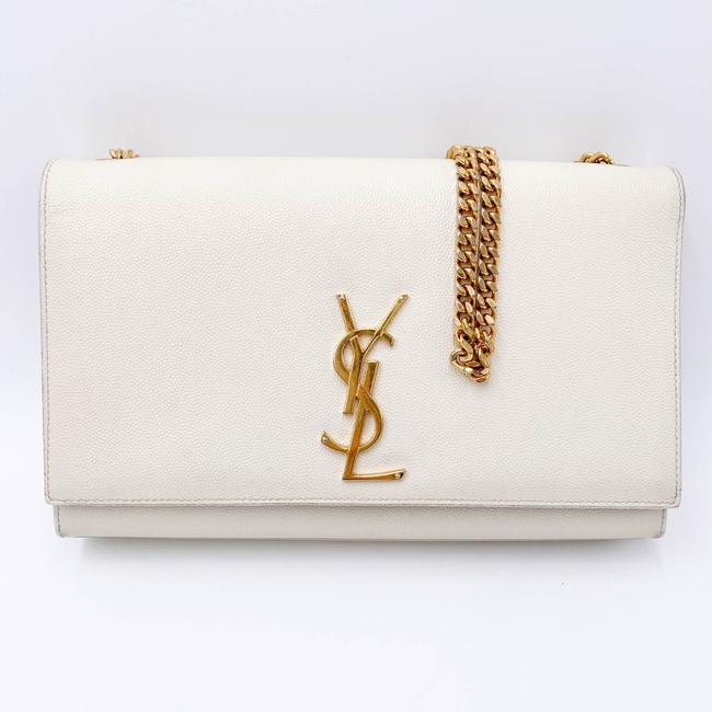 Saint Laurent Monogram Kate Crossbody Medium Chain Detail White Leather Shoulder Bag - photo 2