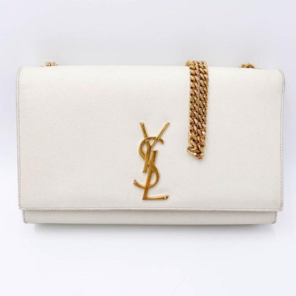 Saint Laurent Monogram Kate Crossbody Medium Chain Detail White Leather Shoulder Bag - photo 2