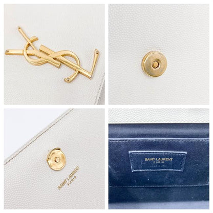 Saint Laurent Monogram Kate Crossbody Medium Chain Detail White Leather Shoulder Bag - photo 11