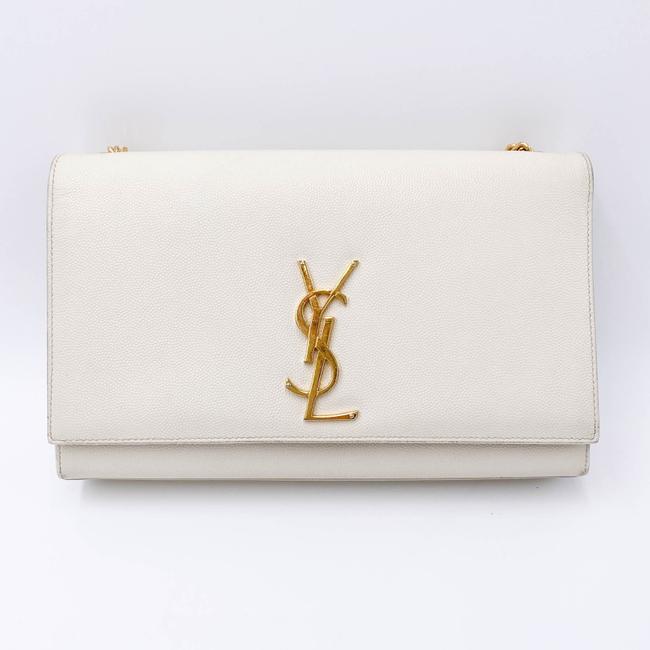Saint Laurent Monogram Kate Crossbody Medium Chain Detail White Leather Shoulder Bag - photo 3