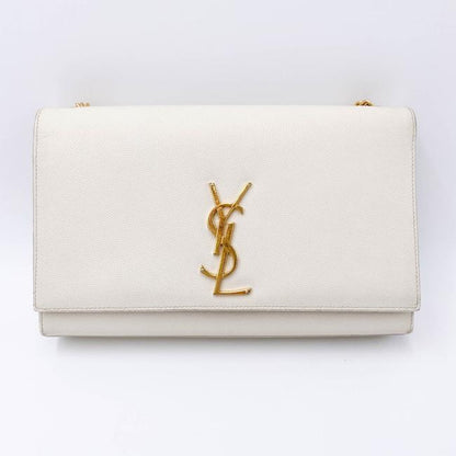 Saint Laurent Monogram Kate Crossbody Medium Chain Detail White Leather Shoulder Bag - photo 3