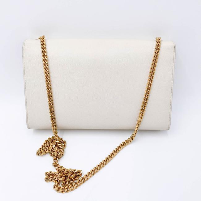 Saint Laurent Monogram Kate Crossbody Medium Chain Detail White Leather Shoulder Bag - photo 5