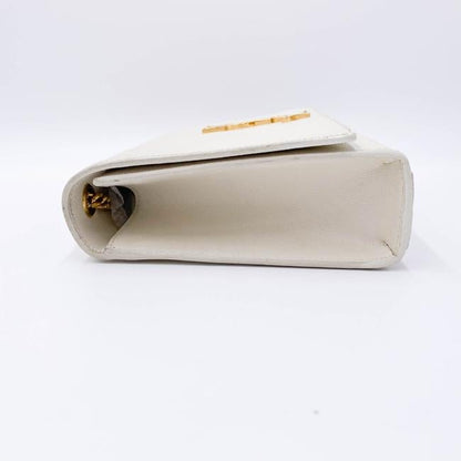 Saint Laurent Monogram Kate Crossbody Medium Chain Detail White Leather Shoulder Bag - photo 6