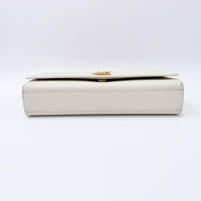 Saint Laurent Monogram Kate Crossbody Medium Chain Detail White Leather Shoulder Bag - photo 7