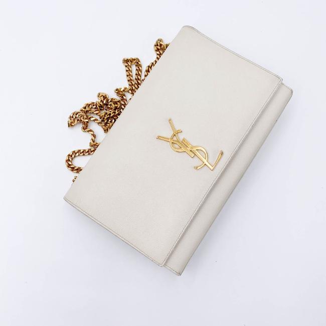 Saint Laurent Monogram Kate Crossbody Medium Chain Detail White Leather Shoulder Bag - photo 9