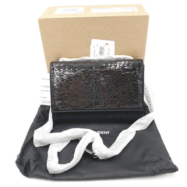 Saint Laurent Monogram Kate Crossbody Paillette Embellished Black Suede Leather Shoulder Bag - image 5