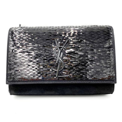 Saint Laurent Monogram Kate Crossbody Paillette Embellished Black Suede Leather Shoulder Bag - image 6