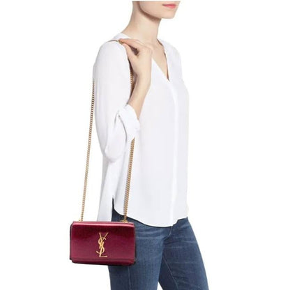 Saint Laurent Monogram Kate Crossbody Small Metallic Glitter Red Leather Shoulder Bag - photo 2