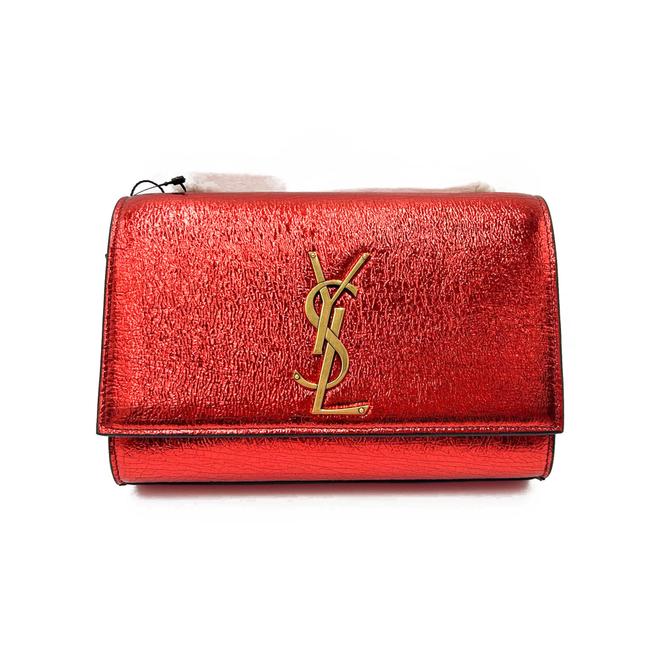 Saint Laurent Monogram Kate Crossbody Small Metallic Red Leather Shoulder Bag - photo 5