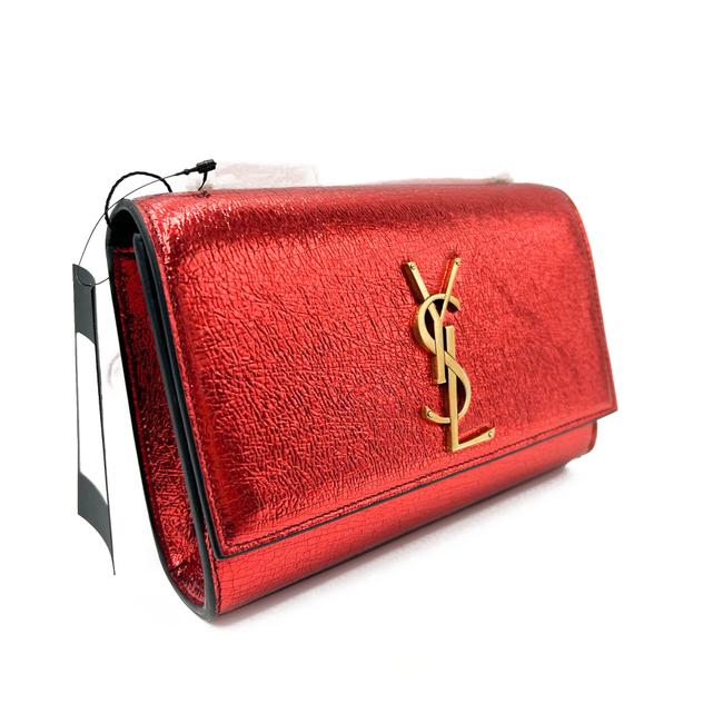 Saint Laurent Monogram Kate Crossbody Small Metallic Red Leather Shoulder Bag - photo 6