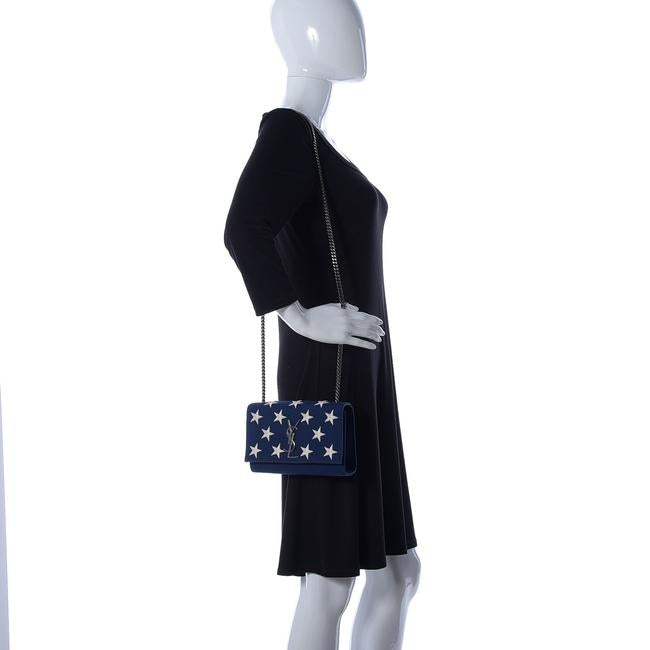 Saint Laurent Monogram Kate Embroidered Stars Small Satchel Bianco Blue Canvas Shoulder Bag - image 2