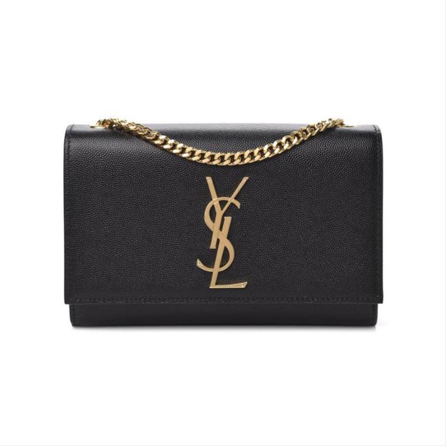 Saint Laurent Monogram Kate Ghw Grain De Poudre Small Satchel Black Leather Shoulder Bag - image 1