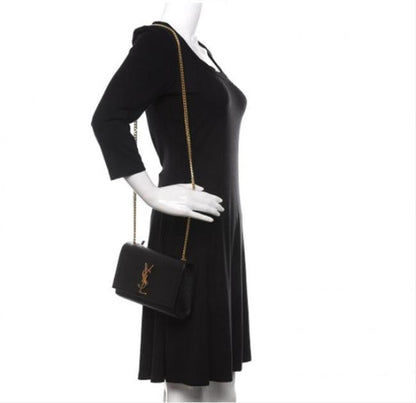 Saint Laurent Monogram Kate Ghw Grain De Poudre Small Satchel Black Leather Shoulder Bag - image 2