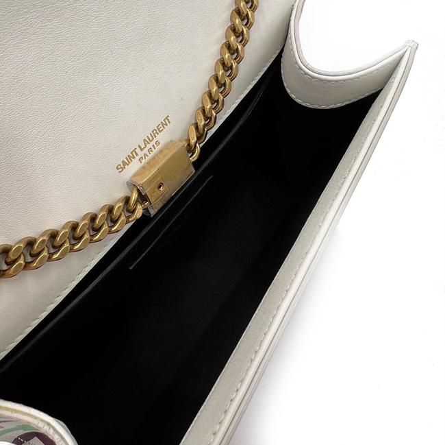 Saint Laurent Monogram Kate Grain De Poudre Small Classic Shapes Print White Leather Cross Body Bag - image 11