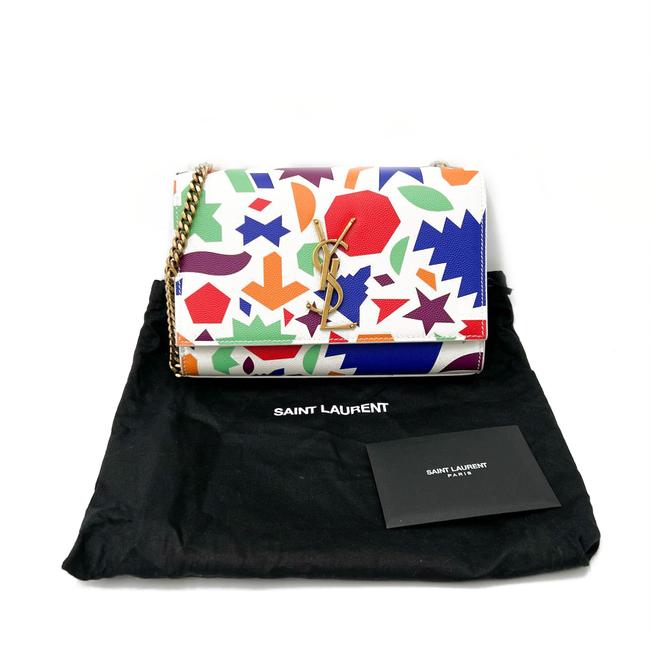 Saint Laurent Monogram Kate Grain De Poudre Small Classic Shapes Print White Leather Cross Body Bag - image 4