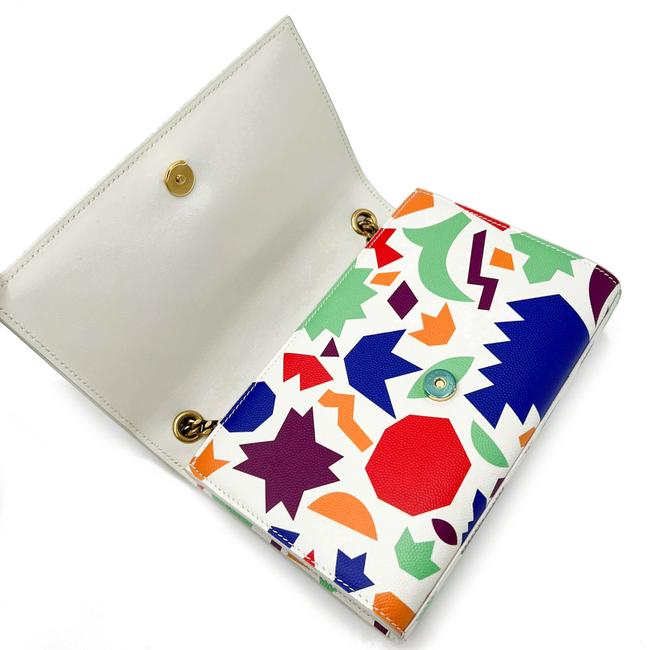 Saint Laurent Monogram Kate Grain De Poudre Small Classic Shapes Print White Leather Cross Body Bag - image 9