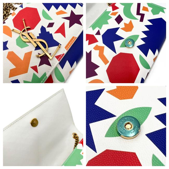Saint Laurent Monogram Kate Grain De Poudre Small Classic Shapes Print White Leather Cross Body Bag - image 10