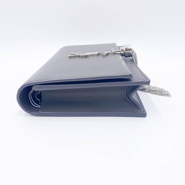 Saint Laurent Monogram Kate Grain De Poudre Small Classic Tassel Grey Leather Shoulder Bag - photo 7
