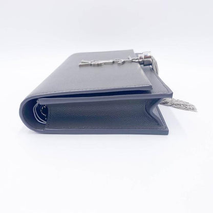Saint Laurent Monogram Kate Grain De Poudre Small Classic Tassel Grey Leather Shoulder Bag - photo 7