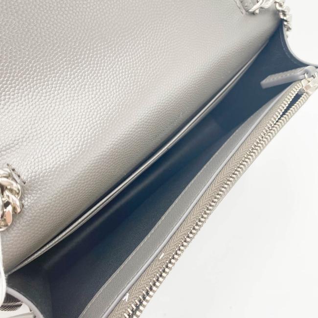 Saint Laurent Monogram Kate Grain De Poudre Small Classic Tassel Grey Leather Shoulder Bag - photo 9