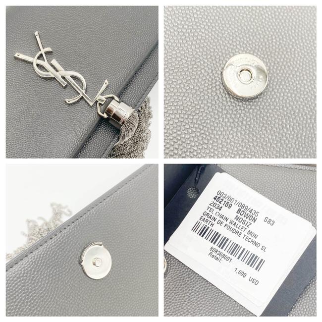 Saint Laurent Monogram Kate Grain De Poudre Small Classic Tassel Grey Leather Shoulder Bag - photo 10