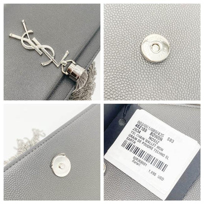 Saint Laurent Monogram Kate Grain De Poudre Small Classic Tassel Grey Leather Shoulder Bag - photo 10