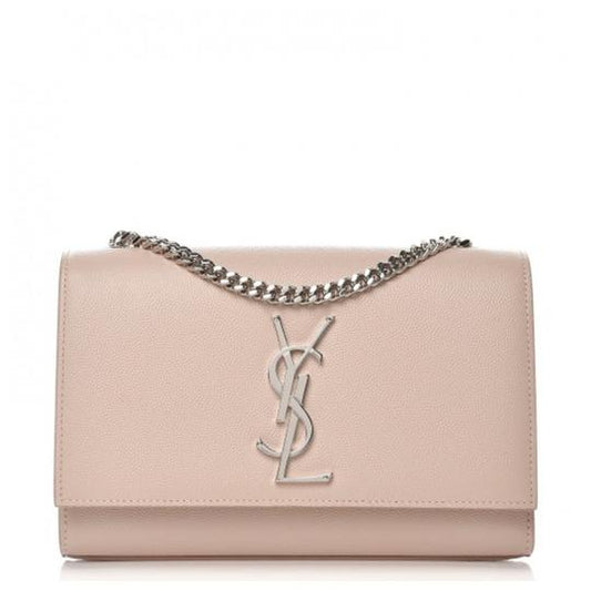 Saint Laurent Monogram Kate Grain De Poudre Small Pink Leather Shoulder Bag - photo 1