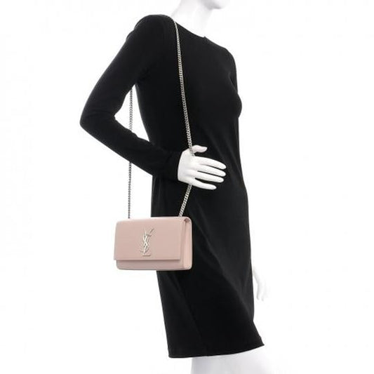 Saint Laurent Monogram Kate Grain De Poudre Small Pink Leather Shoulder Bag - photo 2