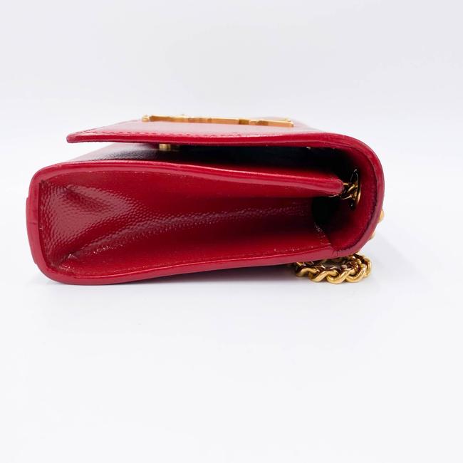 Saint Laurent Monogram Kate Grain De Poudre Small Satchel Red Leather Shoulder Bag - photo 6