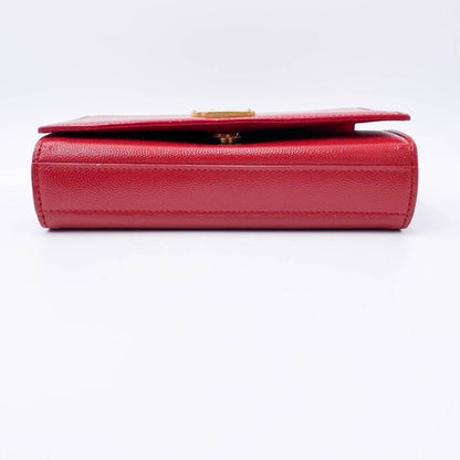 Saint Laurent Monogram Kate Grain De Poudre Small Satchel Red Leather Shoulder Bag - photo 7