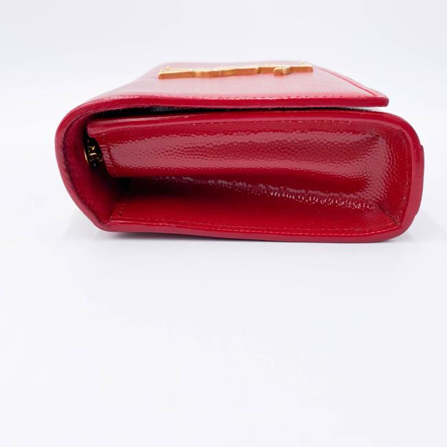 Saint Laurent Monogram Kate Grain De Poudre Small Satchel Red Leather Shoulder Bag - photo 8