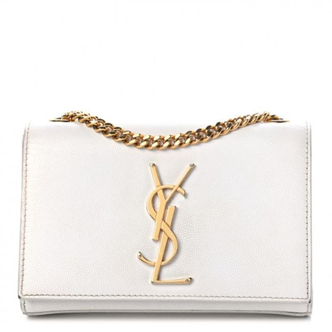 Saint Laurent Monogram Kate Grain De Poudre Small White Leather Satchel - photo 1