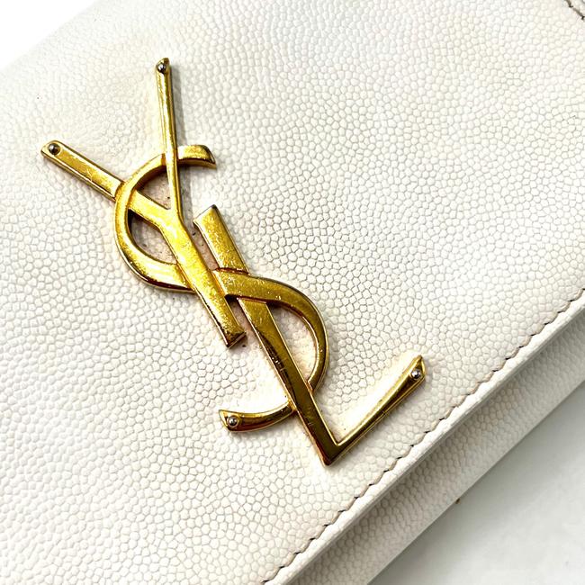 Saint Laurent Monogram Kate Grain De Poudre Small White Leather Satchel - photo 6