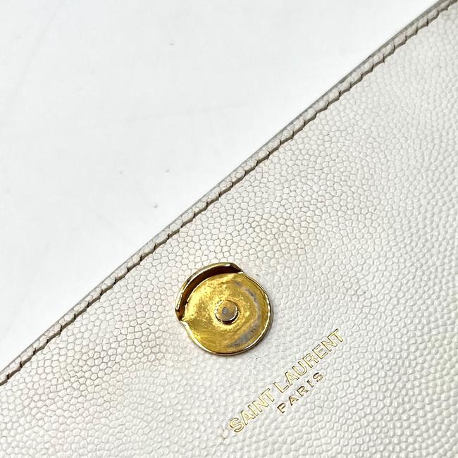 Saint Laurent Monogram Kate Grain De Poudre Small White Leather Satchel - photo 8