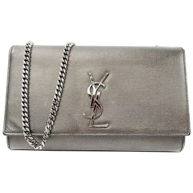 Saint Laurent Monogram Kate Medium Metallic Black Leather Shoulder Bag - image 1
