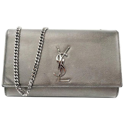 Saint Laurent Monogram Kate Medium Metallic Black Leather Shoulder Bag - image 1