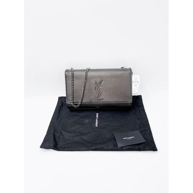 Saint Laurent Monogram Kate Medium Metallic Black Leather Shoulder Bag - image 2