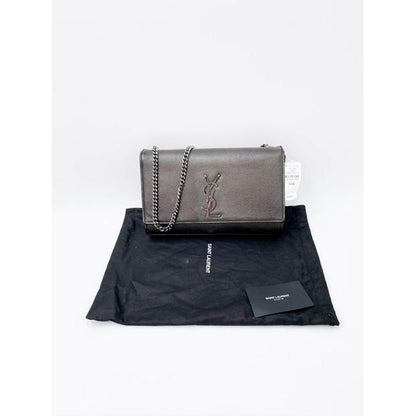 Saint Laurent Monogram Kate Medium Metallic Black Leather Shoulder Bag - image 2